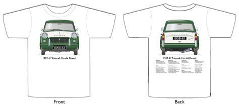 Triumph Herald Coupe 1959-61 T-shirt Front & Back